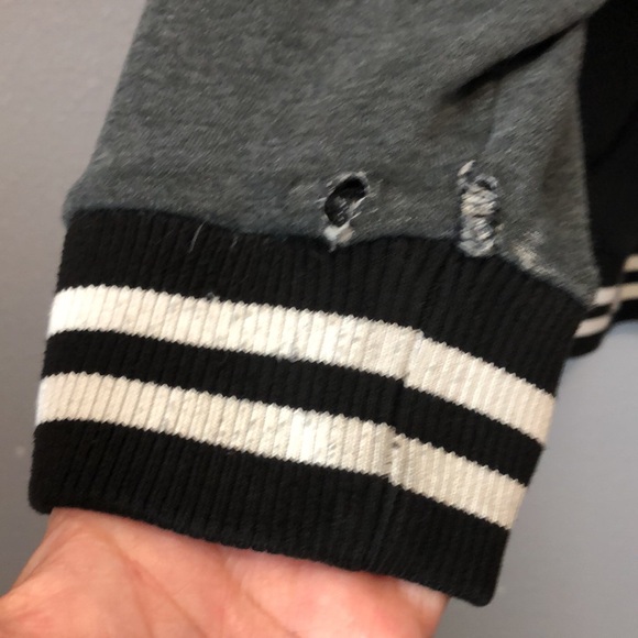 Torrid Black & Grey Varsity Hooded Bomber Jacket Women's 3X school coat fleece - Picture 4 of 13